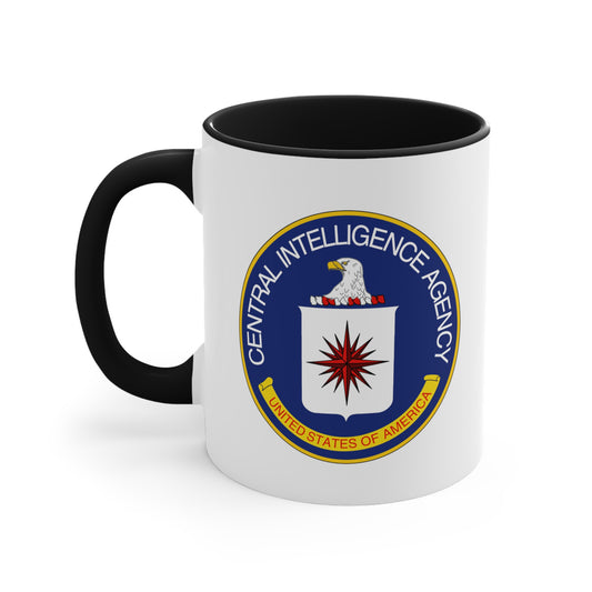 CIA Logo Coffee Mug - Double Sided Black Accent White Ceramic 11oz by TheGlassyLass
