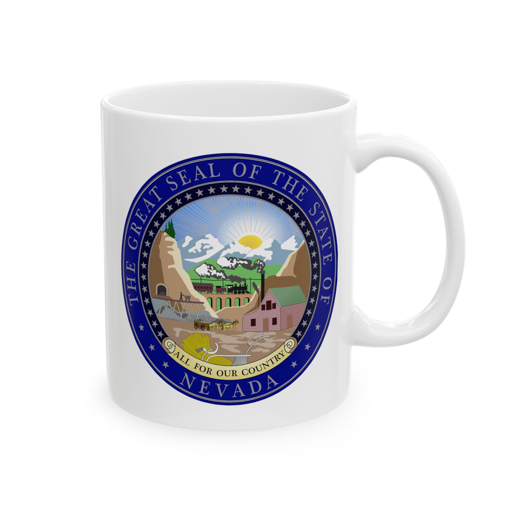State Seal of Nevada Coffee Mug - Double Sided Print, White Ceramic, 11oz by TheGlassyLass.com