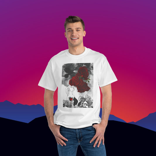 Wounded Heart T-Shirt: (Hanes Beefy-T 100% Preshrunk Cotton Custom Printed by TheGlassyLass.com