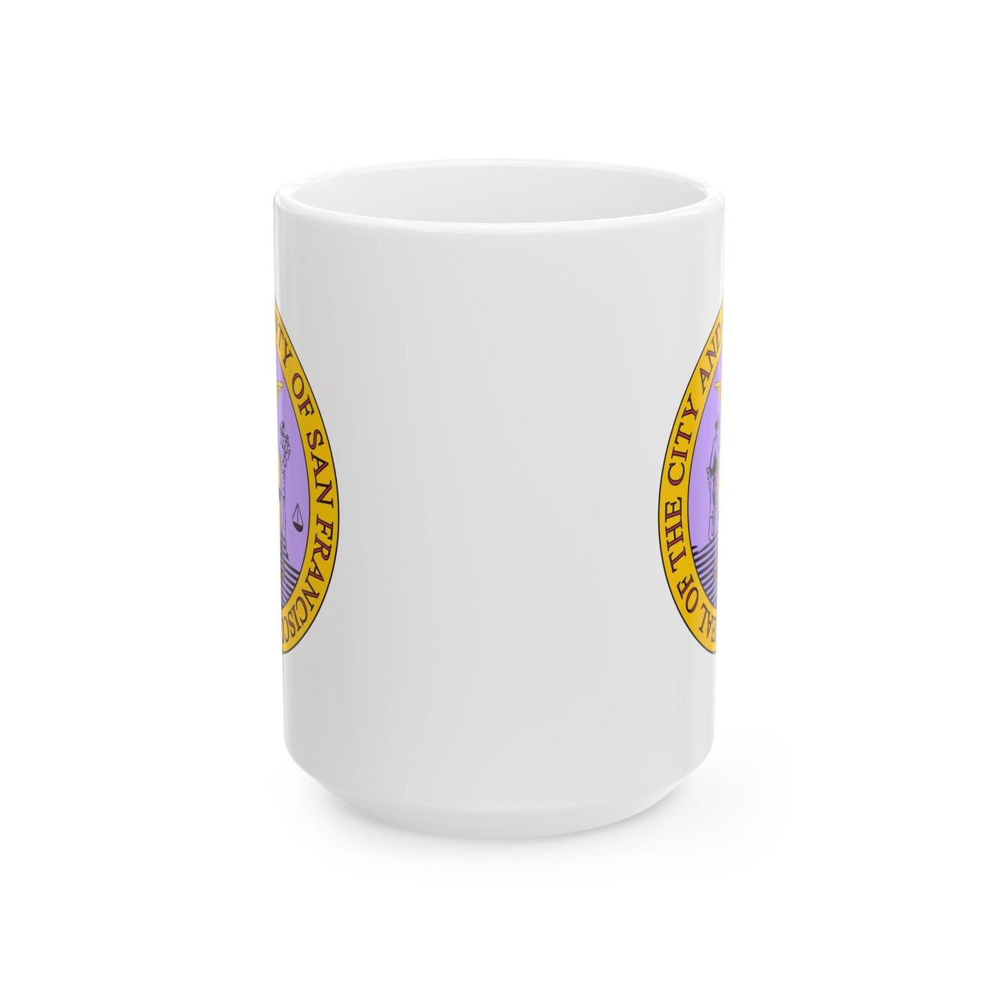 San Francisco City / County Seal Coffee Mug - Double Sided Print, White Ceramic, 15oz by TheGlassyLass.com