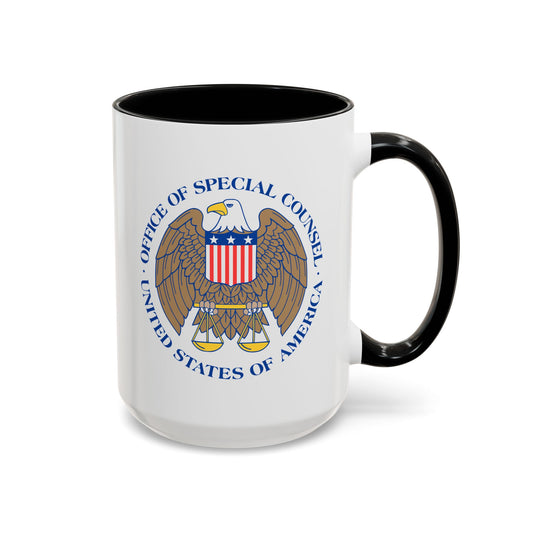 United States Office of Special Counsel Seal Coffee Mug - Double Sided Black Accent White Ceramic 15oz by TheGlassyLass.com