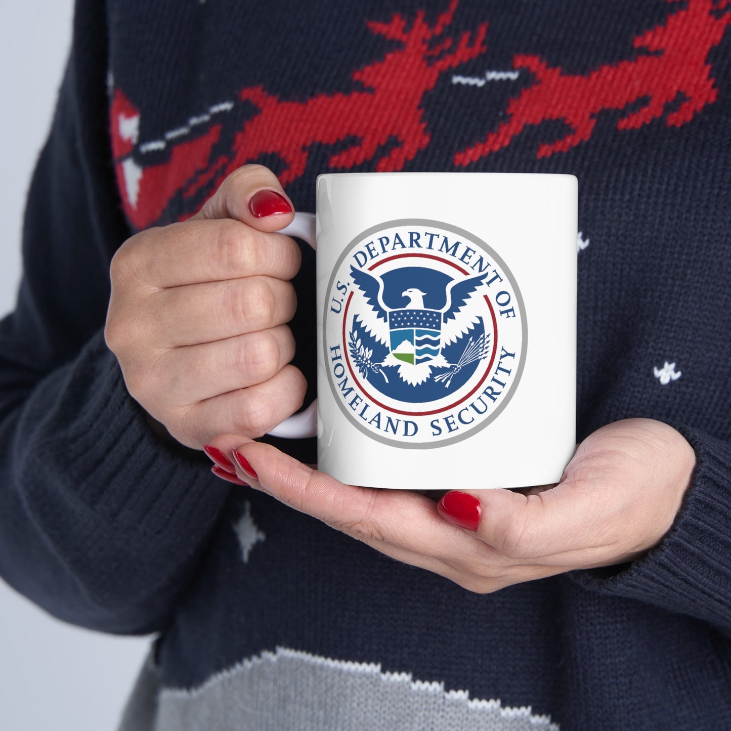 Homeland Security Coffee Mug - Double Sided White Ceramic 11oz by TheGlassyLass.com