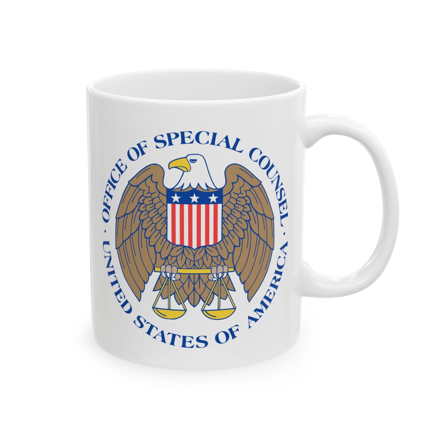 United States Office of Special Counsel Seal Coffee Mug - Double Sided Print, White Ceramic, 11oz by TheGlassyLass.com