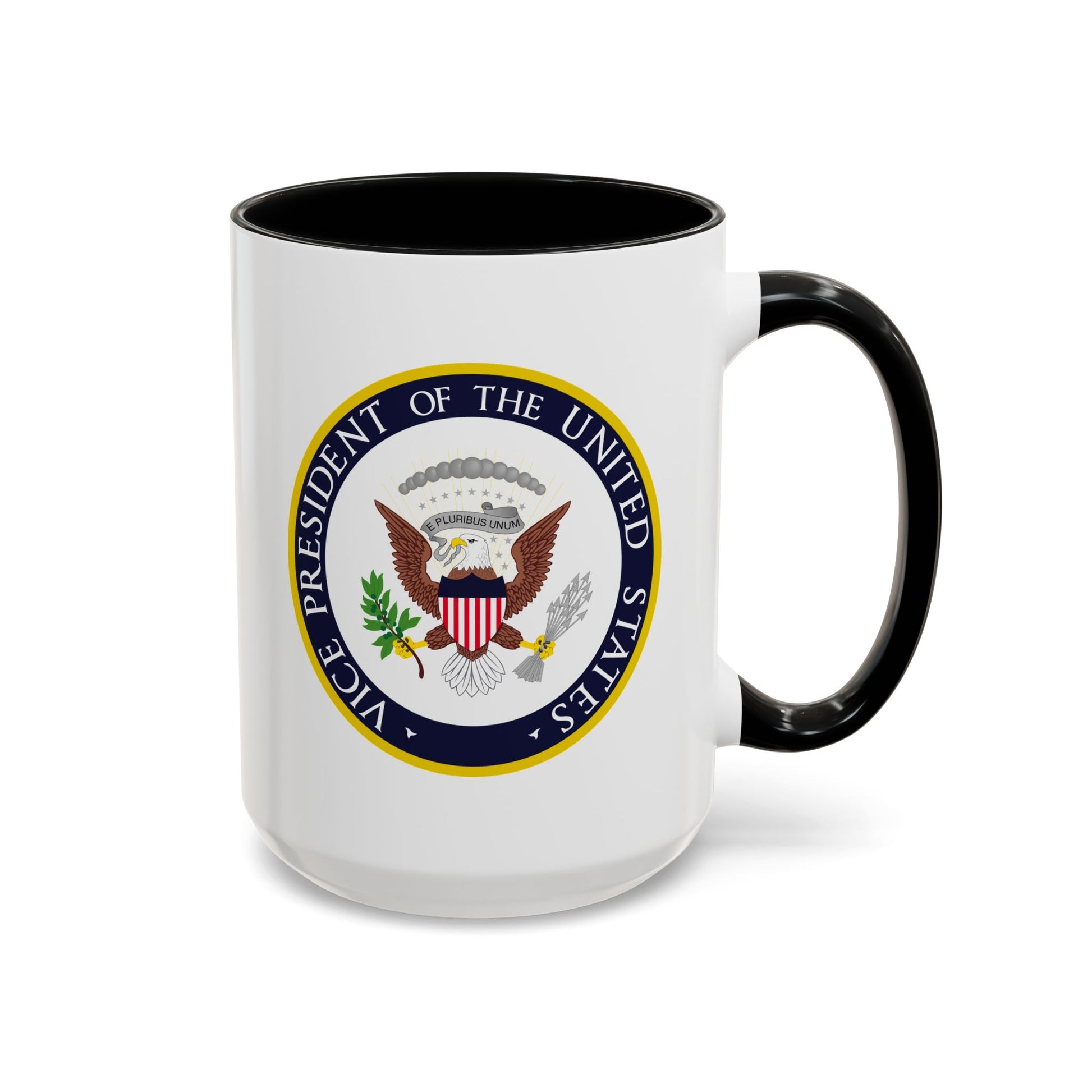 Vice President of the United States Seal Coffee Mug - Double Sided Black Accent White Ceramic 15oz by TheGlassyLass.com