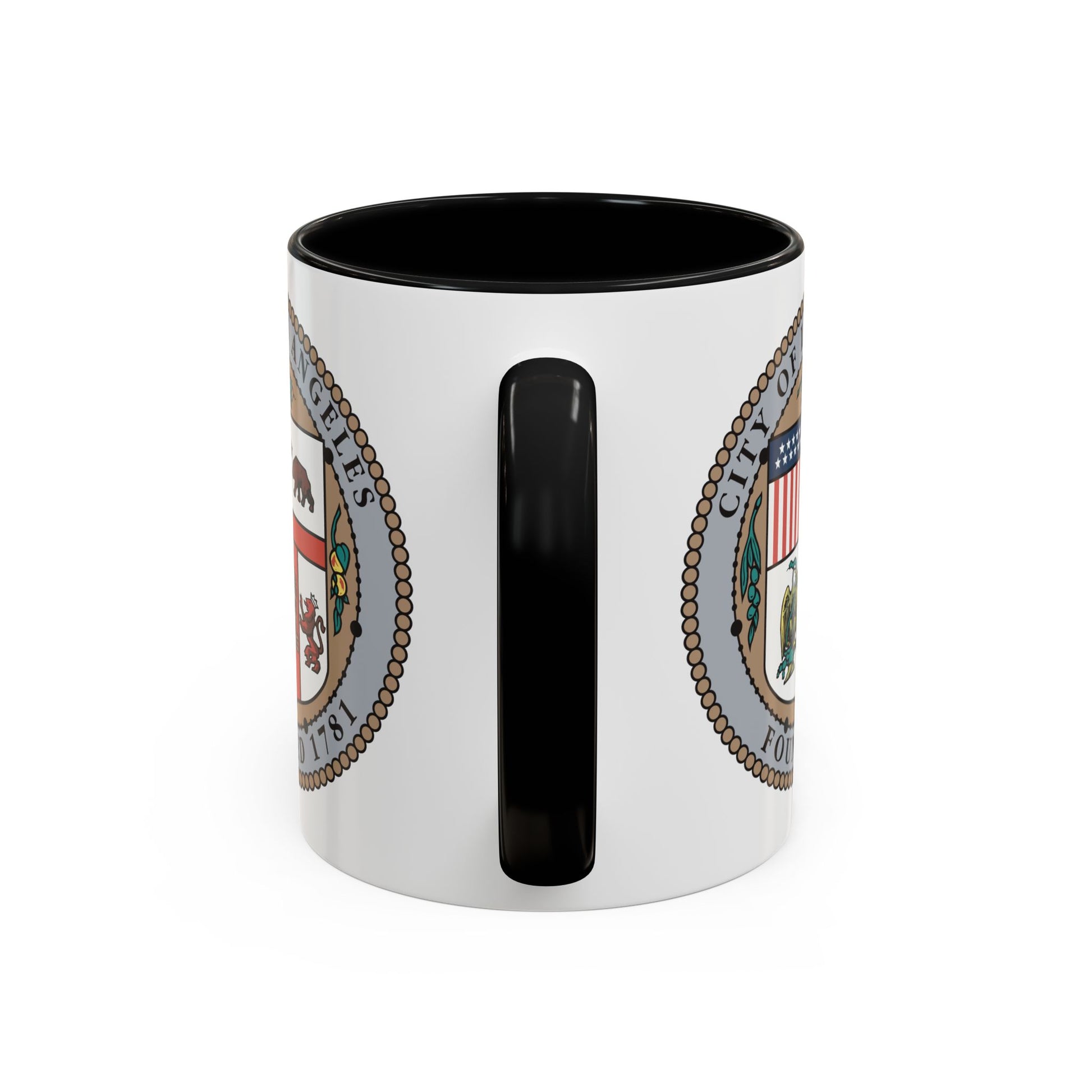City of Los Angeles California Seal Coffee Mug - Double Sided Print, Black Accent White Ceramic, 11oz by TheGlassyLass.com