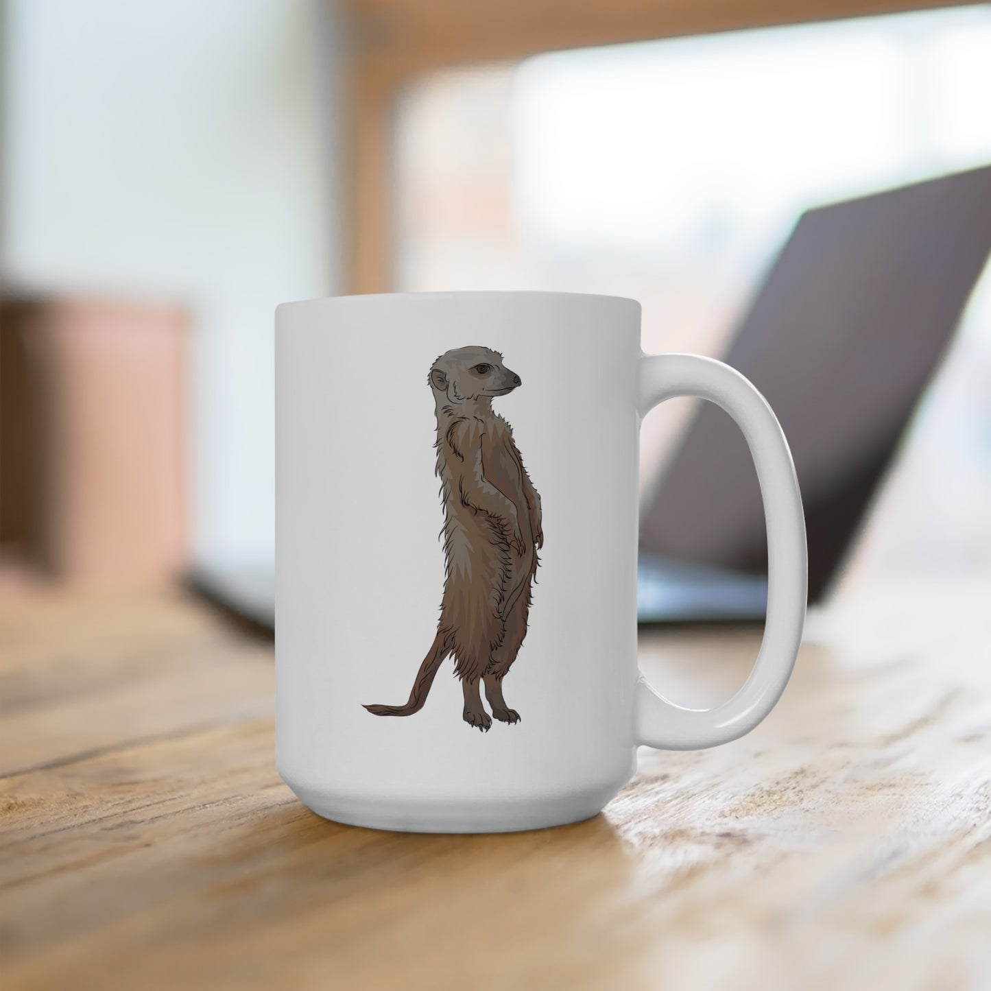 Meerkat Coffee Mug - Double Sided White Ceramic 15oz by TheGlassyLass.com