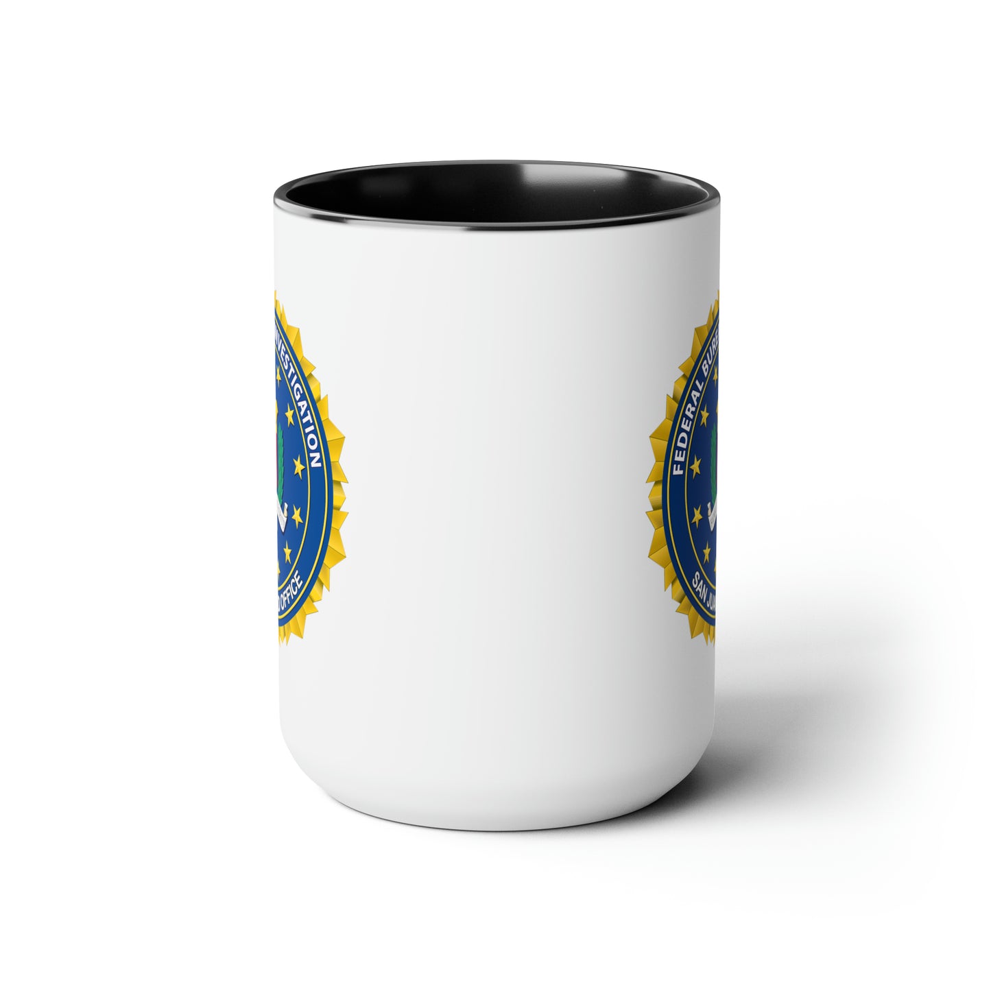 The FBI San Juan Field Office Coffee Mug - Double Sided Black Accent Ceramic 15oz by TheGlassyLass.com