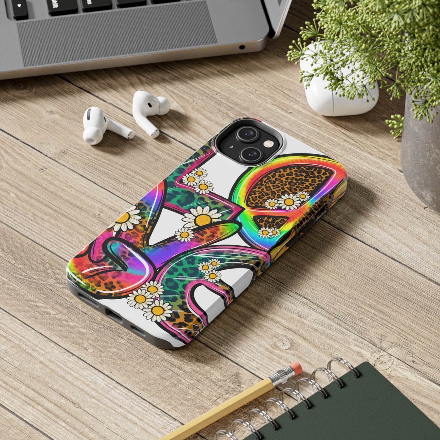 Peace & Love: iPhone Tough Case Design - Wireless Charging - Superior Protection - Original Graphics by TheGlassyLass.com