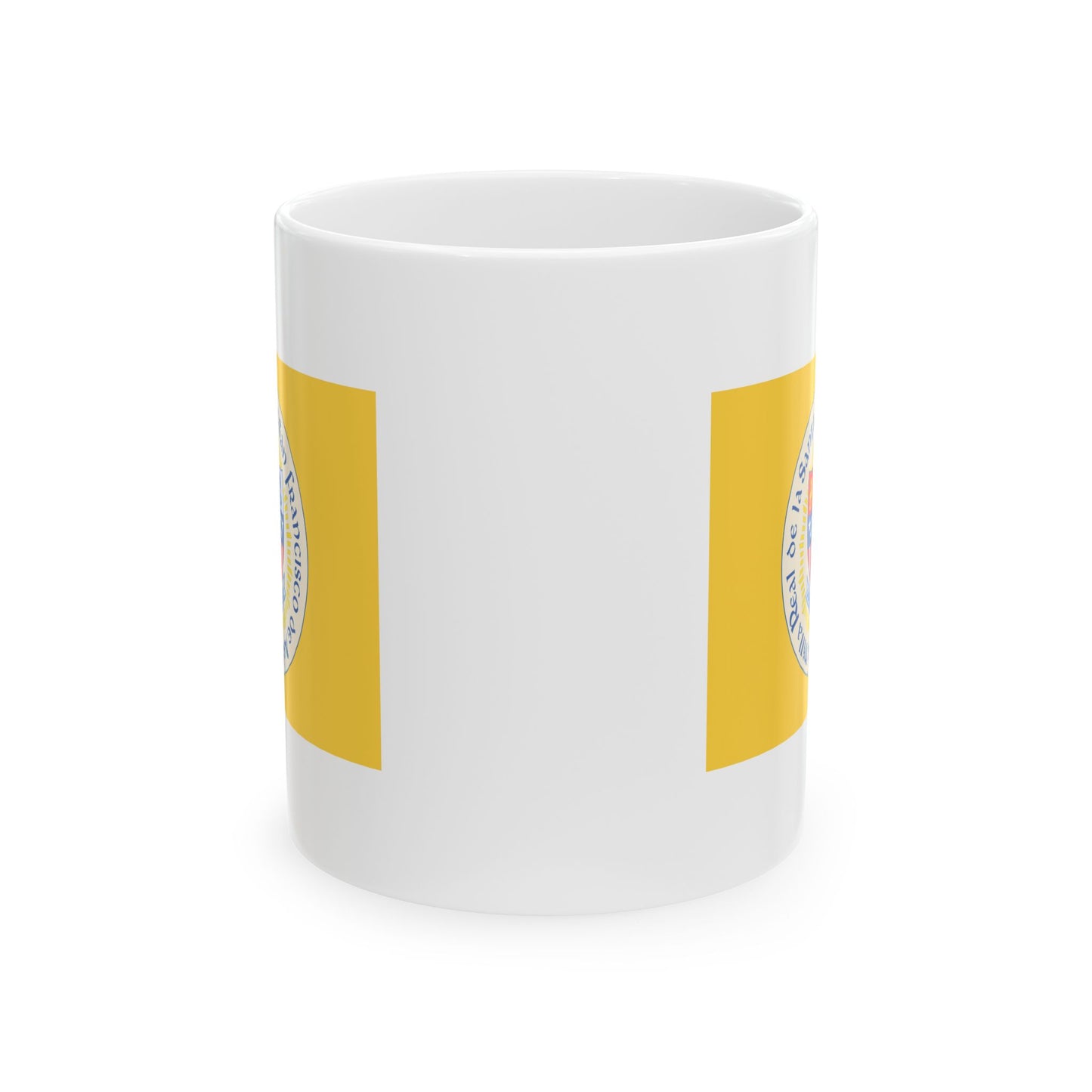 Santa Fe New Mexico Flag Coffee Mug - Double Sided Print, White Ceramic, 11oz by TheGlassyLass