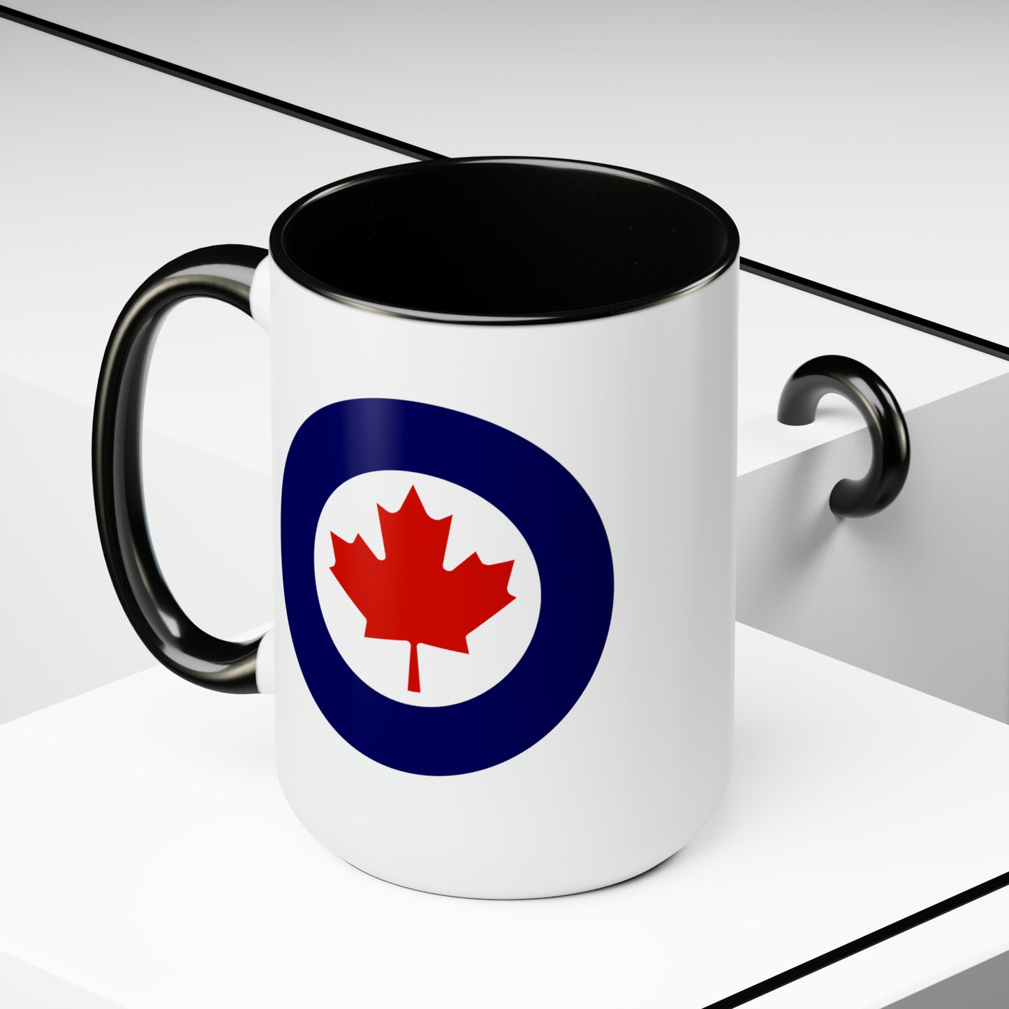 Canadian Air Force Roundel Coffee Mug - Double Sided Black Accent Ceramic 15oz - by TheGlassyLass.com