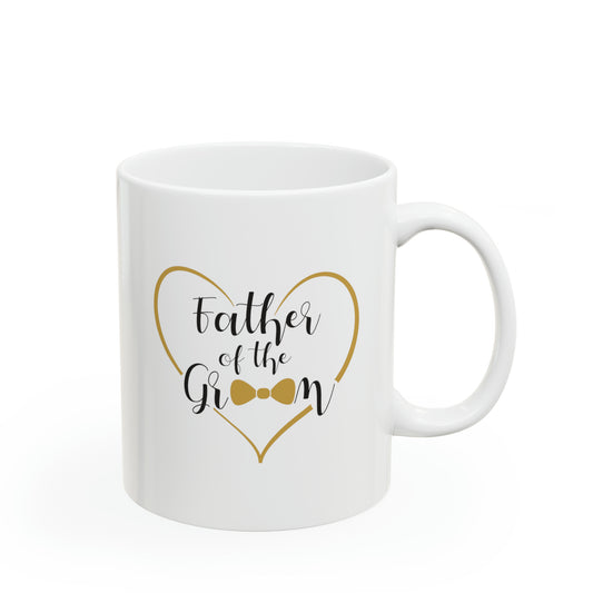 Father of the Groom Coffee Mug - Double Sided 11oz White Ceramic by TheGlassyLass.com