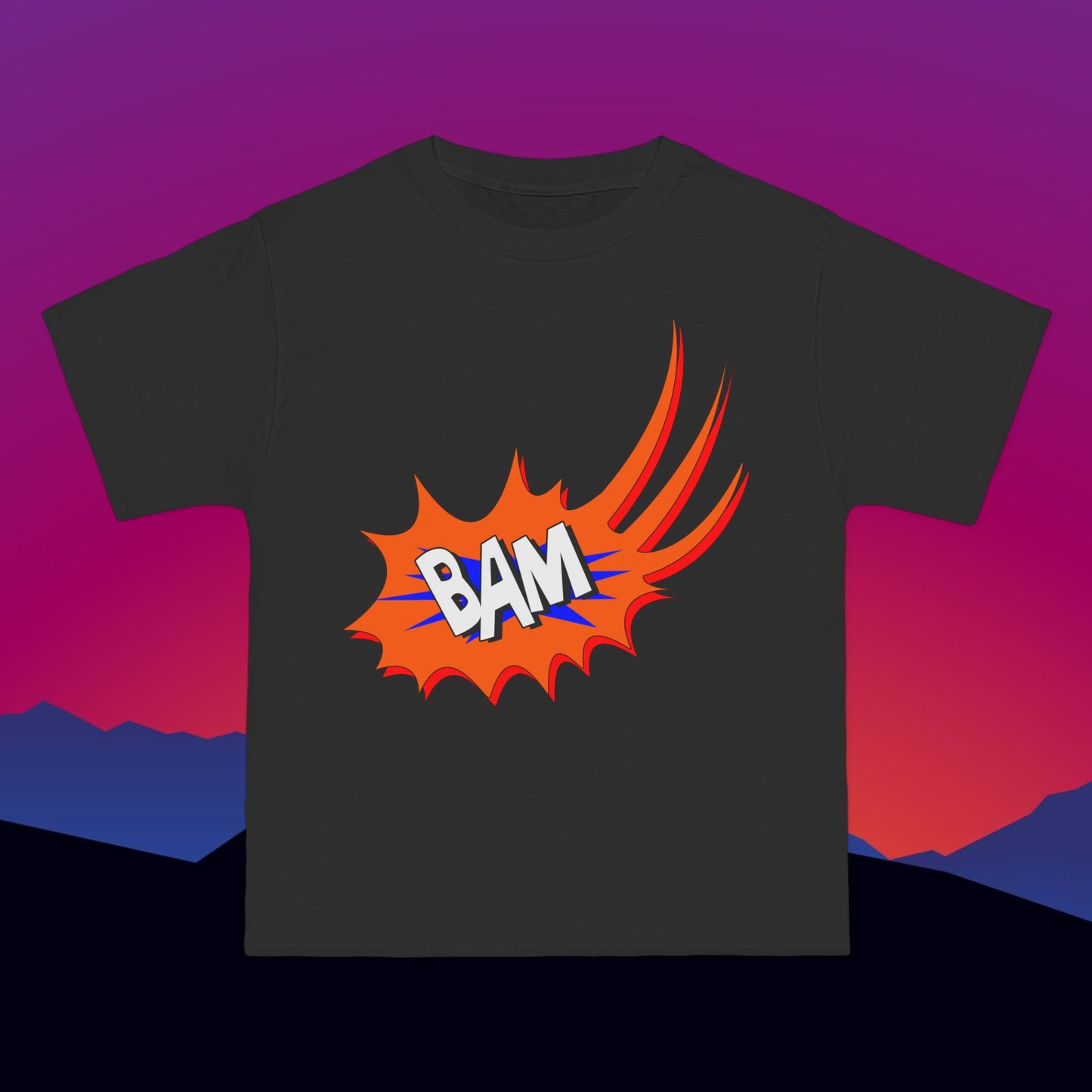 Superhero BAM T-Shirt: (Hanes Beefy-T 100% Preshrunk Cotton) Custom Printed by TheGlassyLass.com
