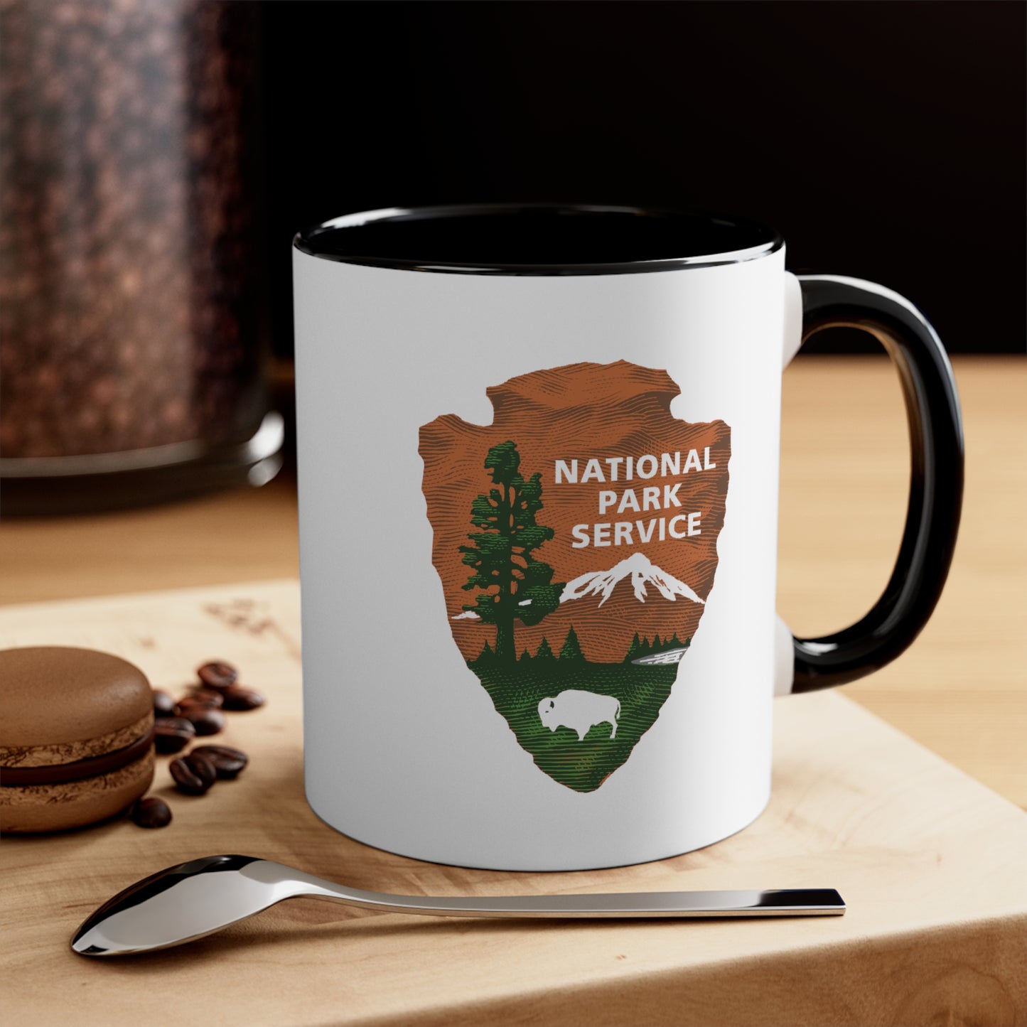 National Park Service Coffee Mugs - Double Sided Black Accent White Ceramic 11oz by TheGlassyLass