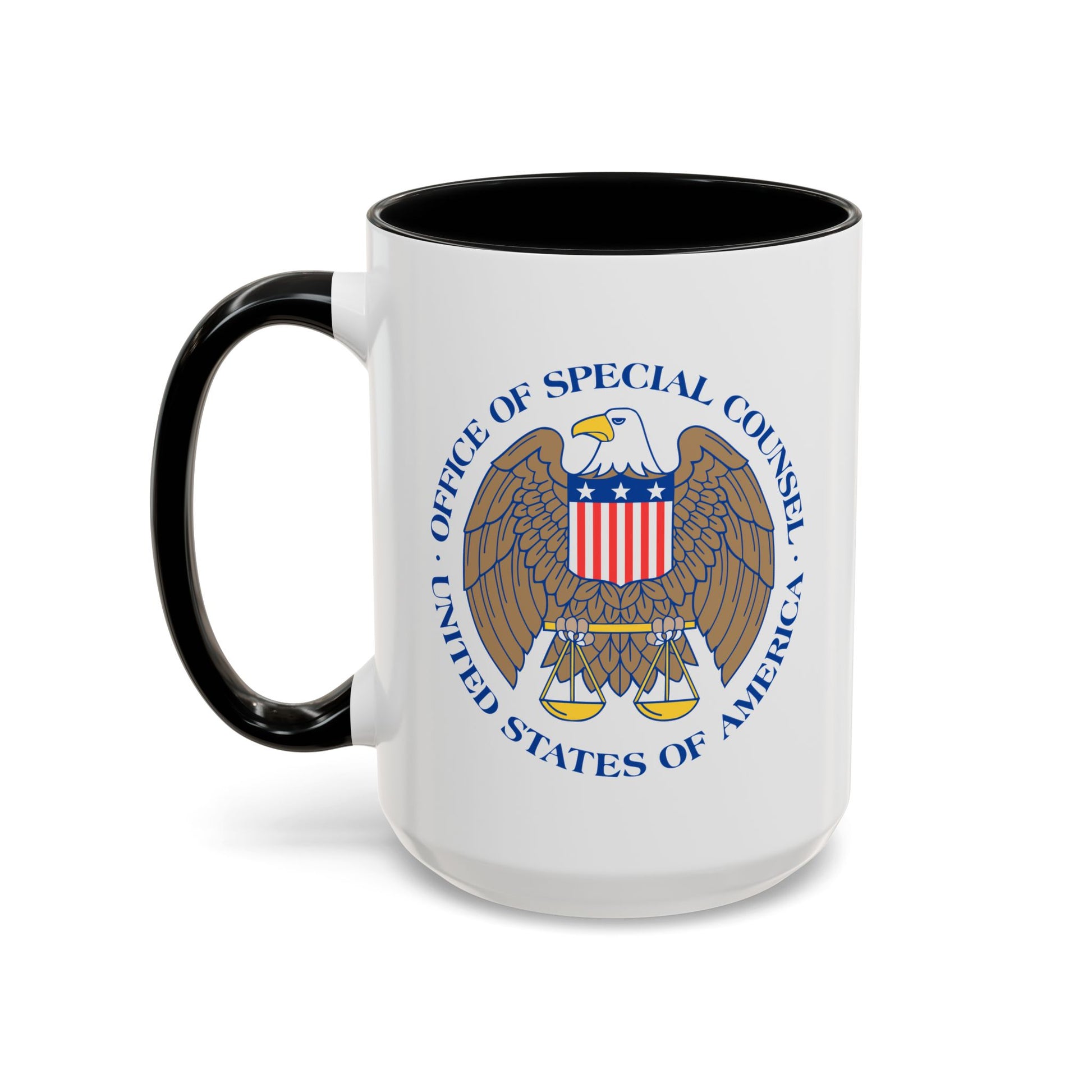United States Office of Special Counsel Seal Coffee Mug - Double Sided Black Accent White Ceramic 15oz by TheGlassyLass.com