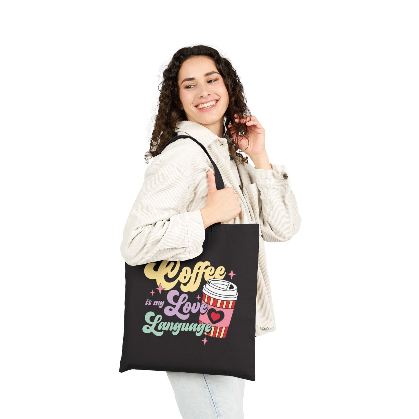 Coffee Is My Love Language Logo Tote Bag - Heavyweight 100% Cotton Canvas by TheGlassyLass.com
