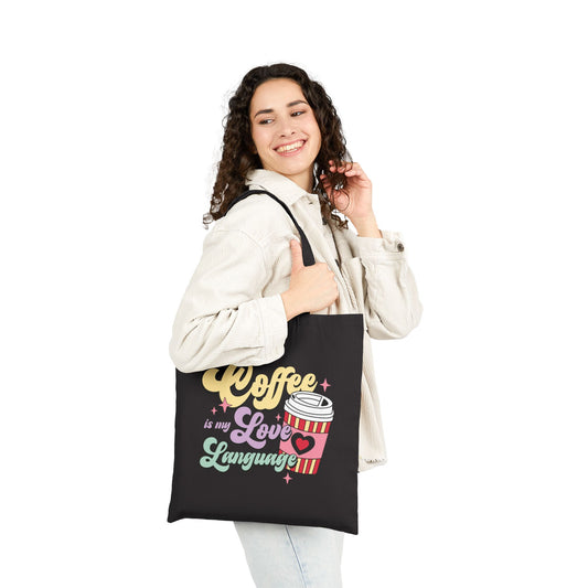 Coffee Is My Love Language Logo Tote Bag - Heavyweight 100% Cotton Canvas by TheGlassyLass.com