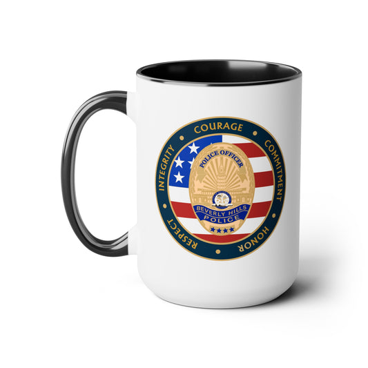 Beverly Hill Police Coffee Mug - Double Sided Black Accent White Ceramic 15oz by TheGlassyLass.com