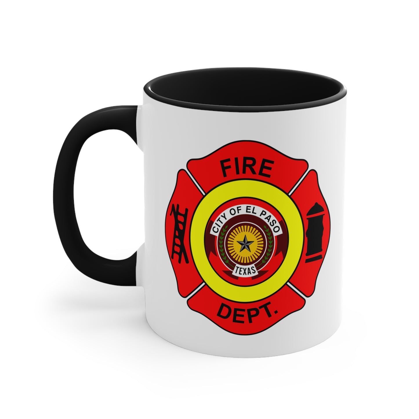 El Paso Fire Department Coffee Mug - Double Sided Black Accent White Ceramic 11oz by TheGlassyLass