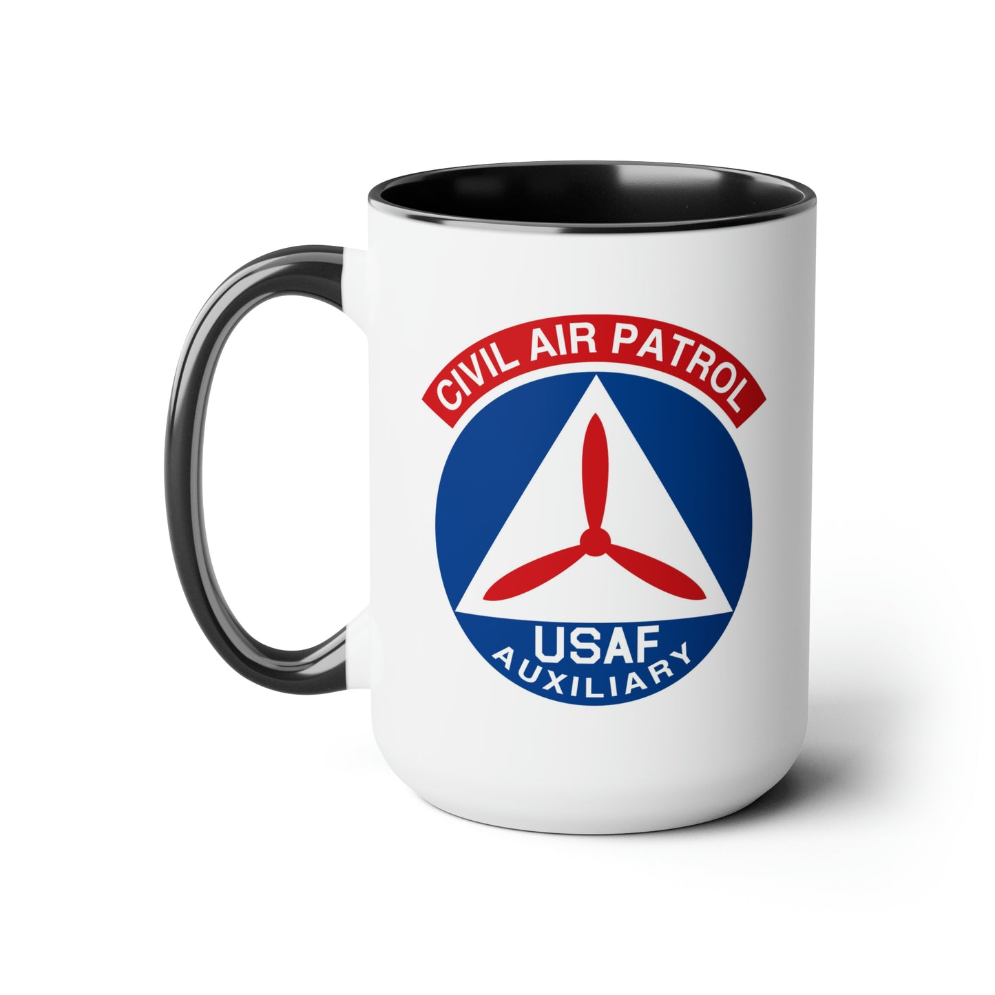 Civil Air Patrol Coffee Mug - Double Sided Black Accent White Ceramic 15oz by TheGlassyLass