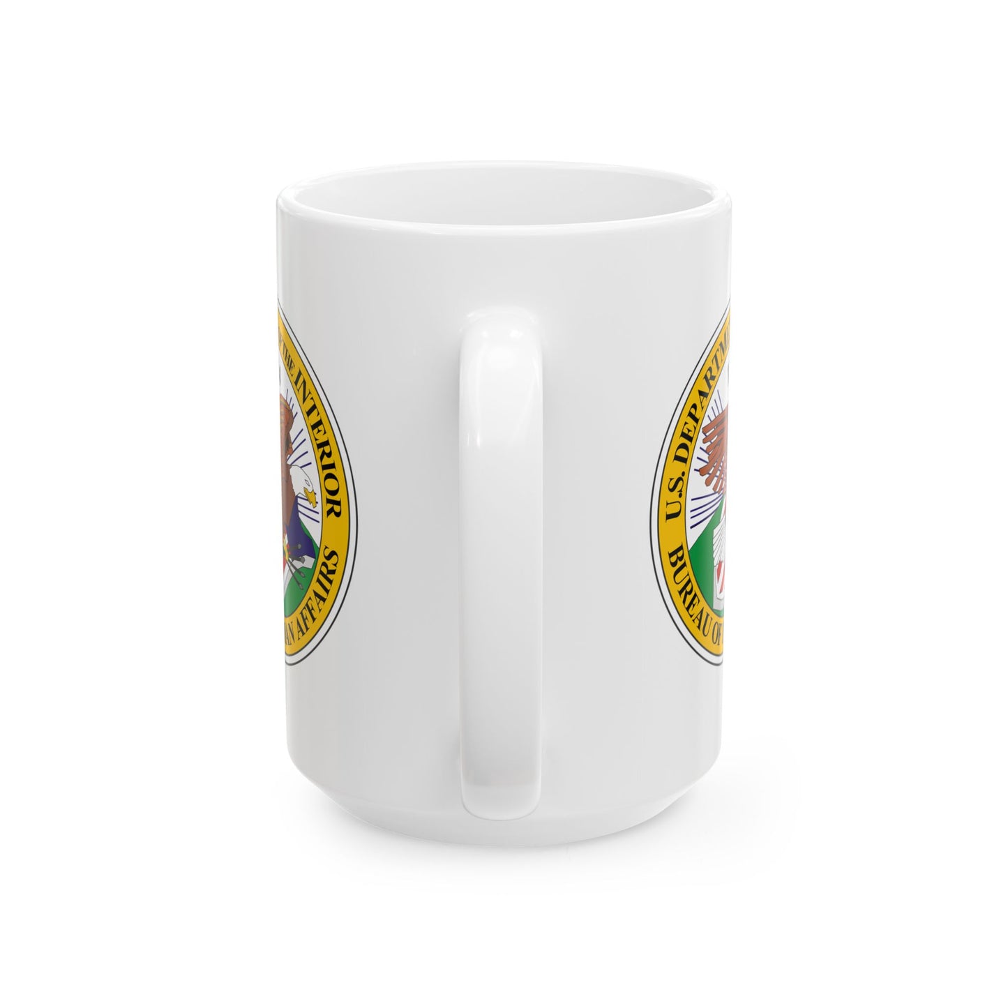 Bureau of Indian Affairs Seal Coffee Mug - Double Sided Print, White Ceramic, 15oz by TheGlassyLass.com