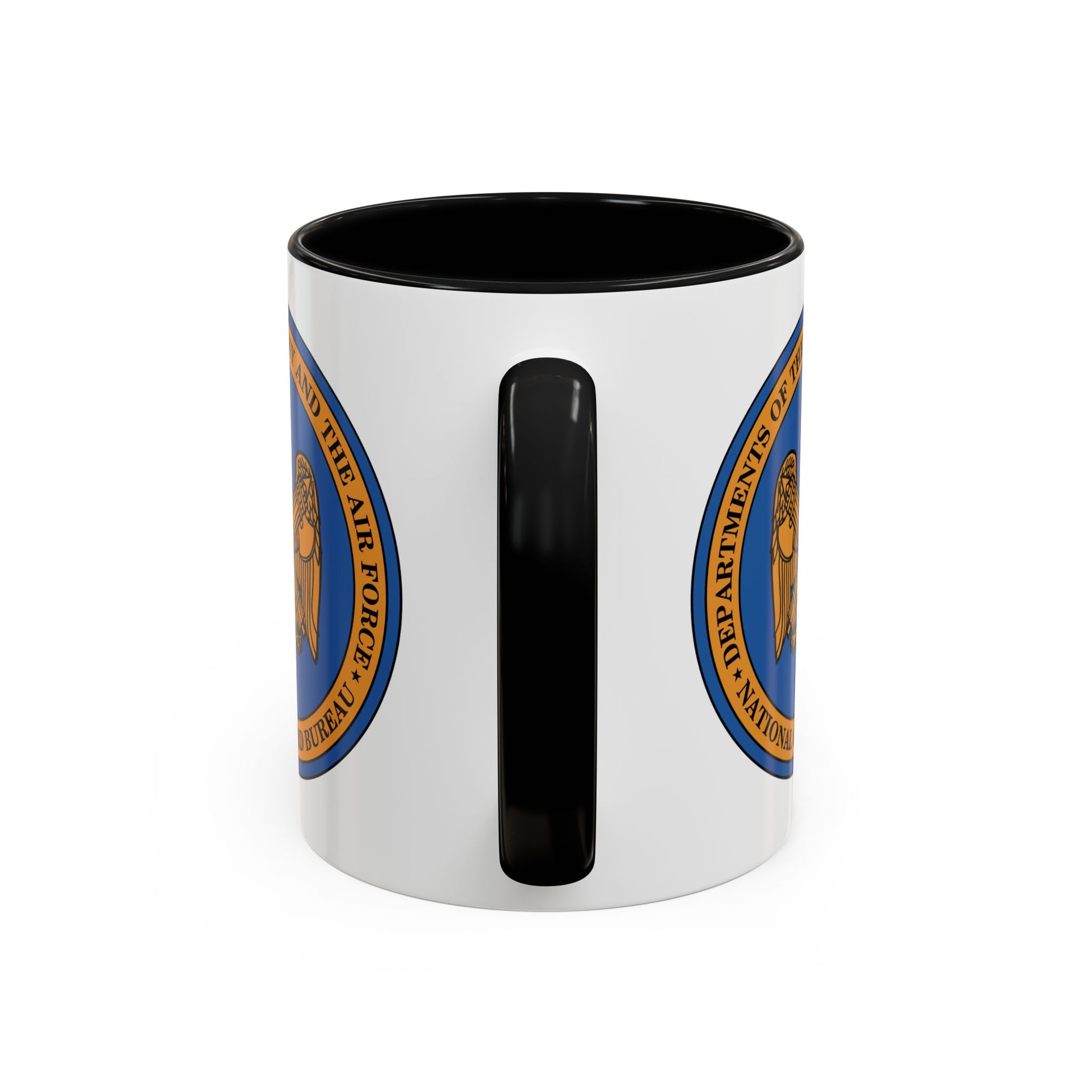 National Guard Bureau Seal Coffee Mug - Double Sided Print, Black Accent White Ceramic, 11oz by TheGlassyLass.com