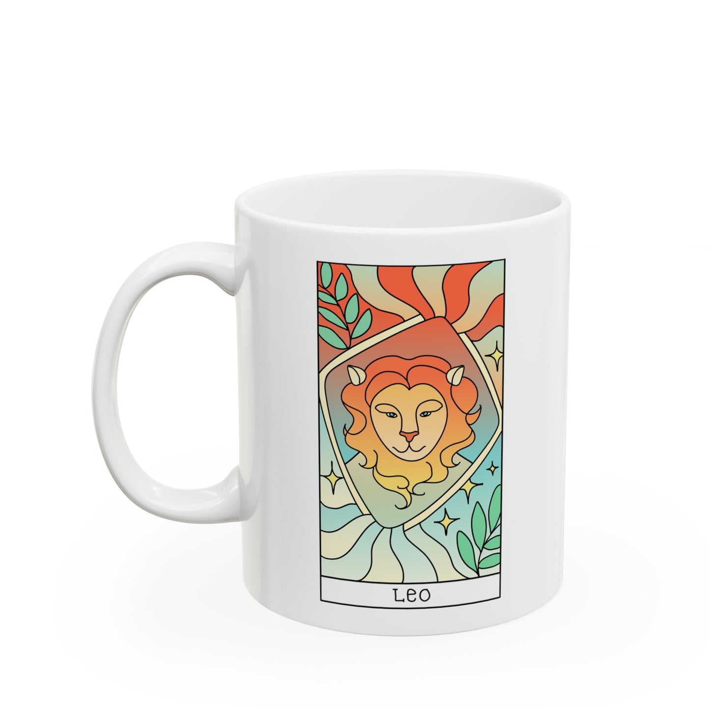 Leo Tarot Card Coffee Mug - Double Sided 11oz White Ceramic by TheGlassyLass.com