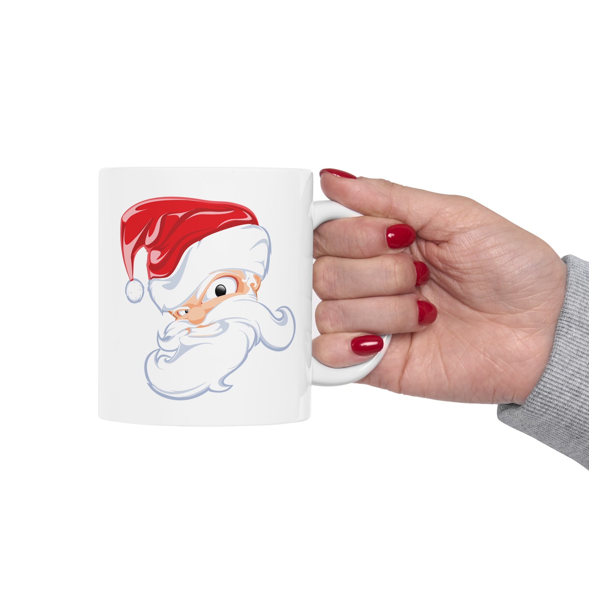 Angry Santa Christmas Coffee / Cocoa Mug - Double Sided White Ceramic 11oz - by TheGlassyLass.com