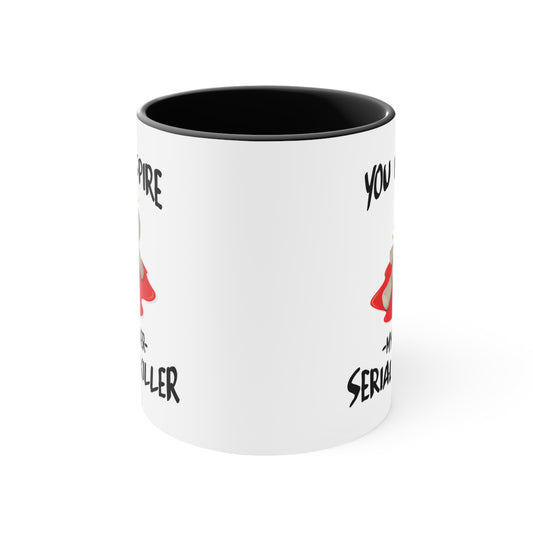 Serial Killer Coffee Mug - Double Sided Black Accent White Ceramic 11oz by TheGlassyLass