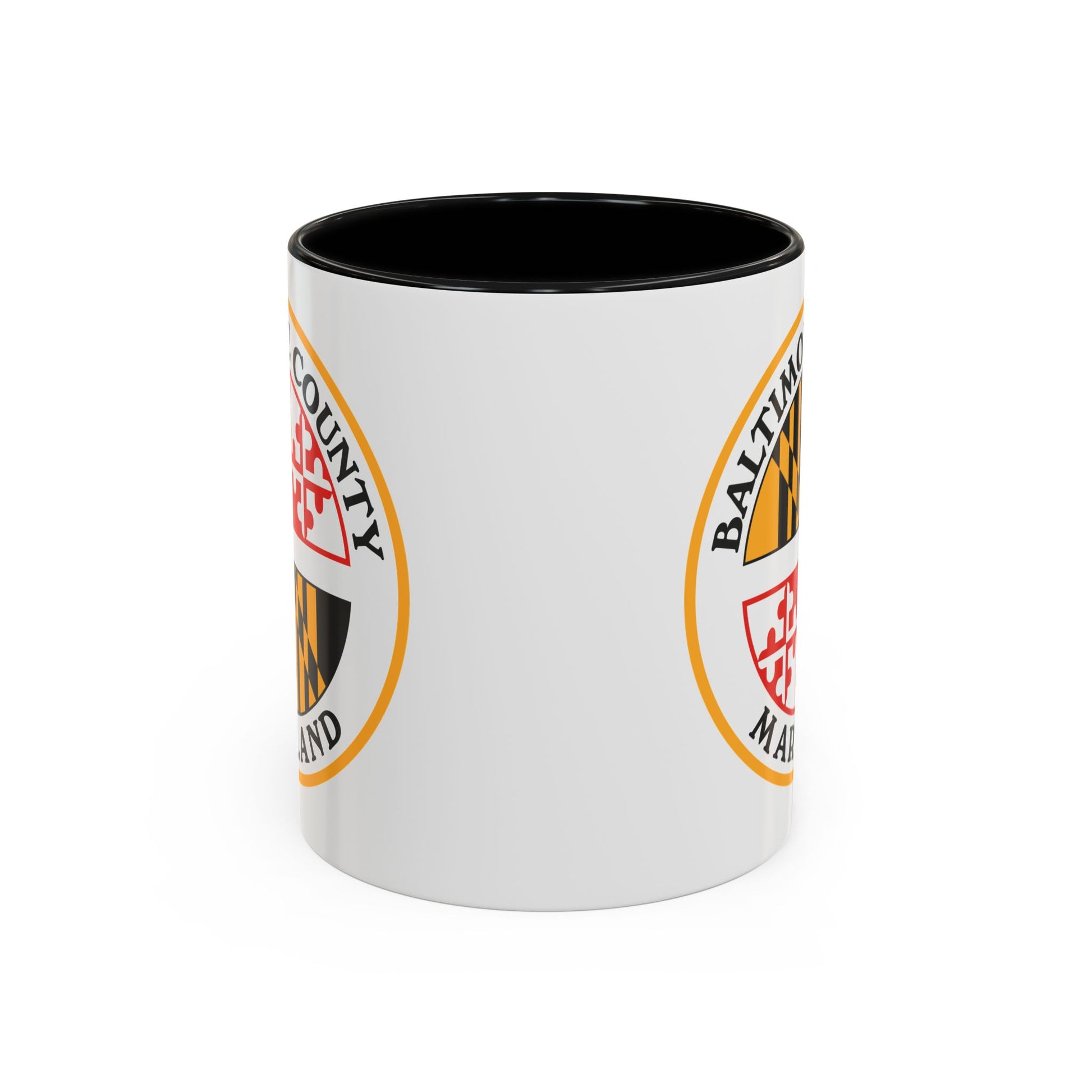 Baltimore County Seal Coffee Mug - Double Sided Print, Black Accent White Ceramic, 11oz by TheGlassyLass.com