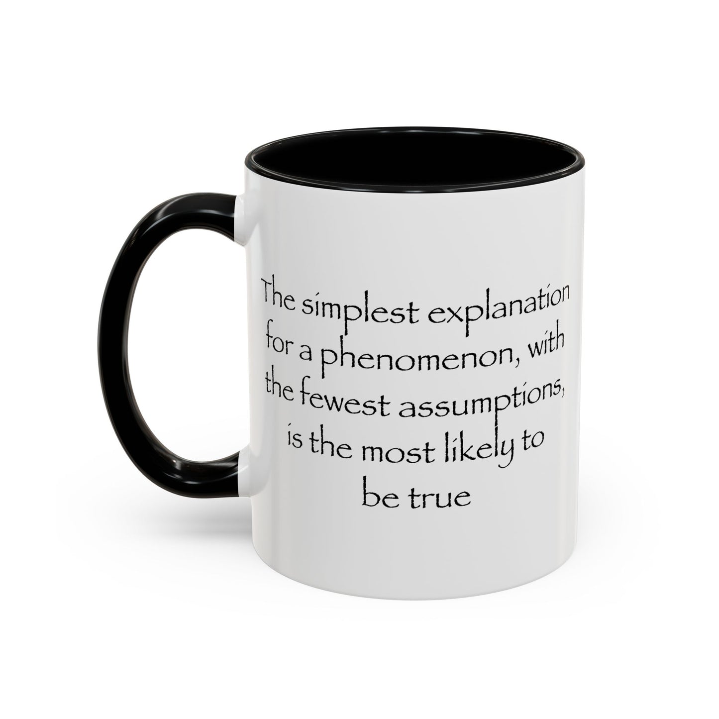 Occam's Razor Coffee Mug - Double Sided Black Accent White Ceramic 11oz by TheGlassyLass.com