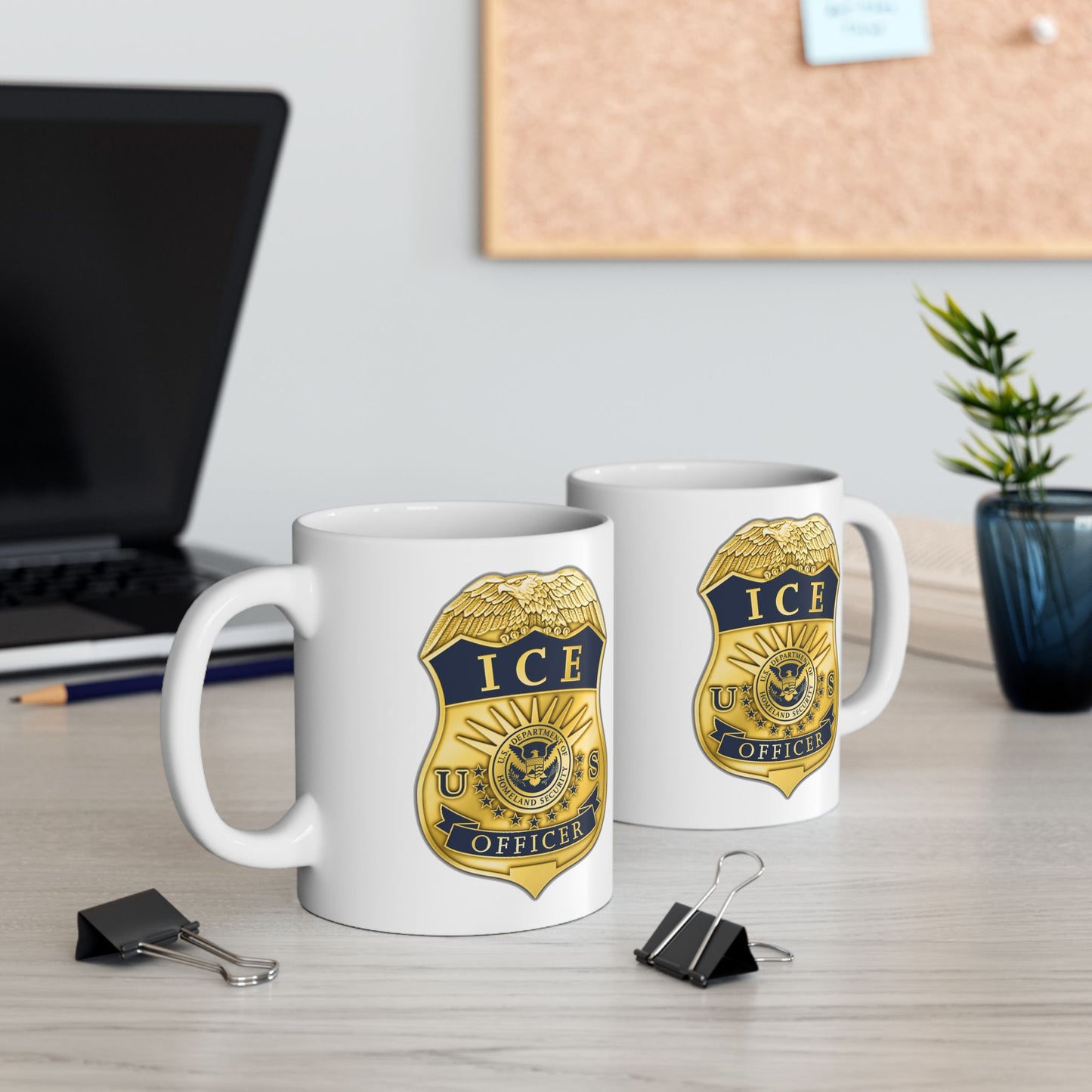 ICE Immigration and Customs Enforcement Badge - Double Sided White Ceramic 11oz by TheGlassyLass.com