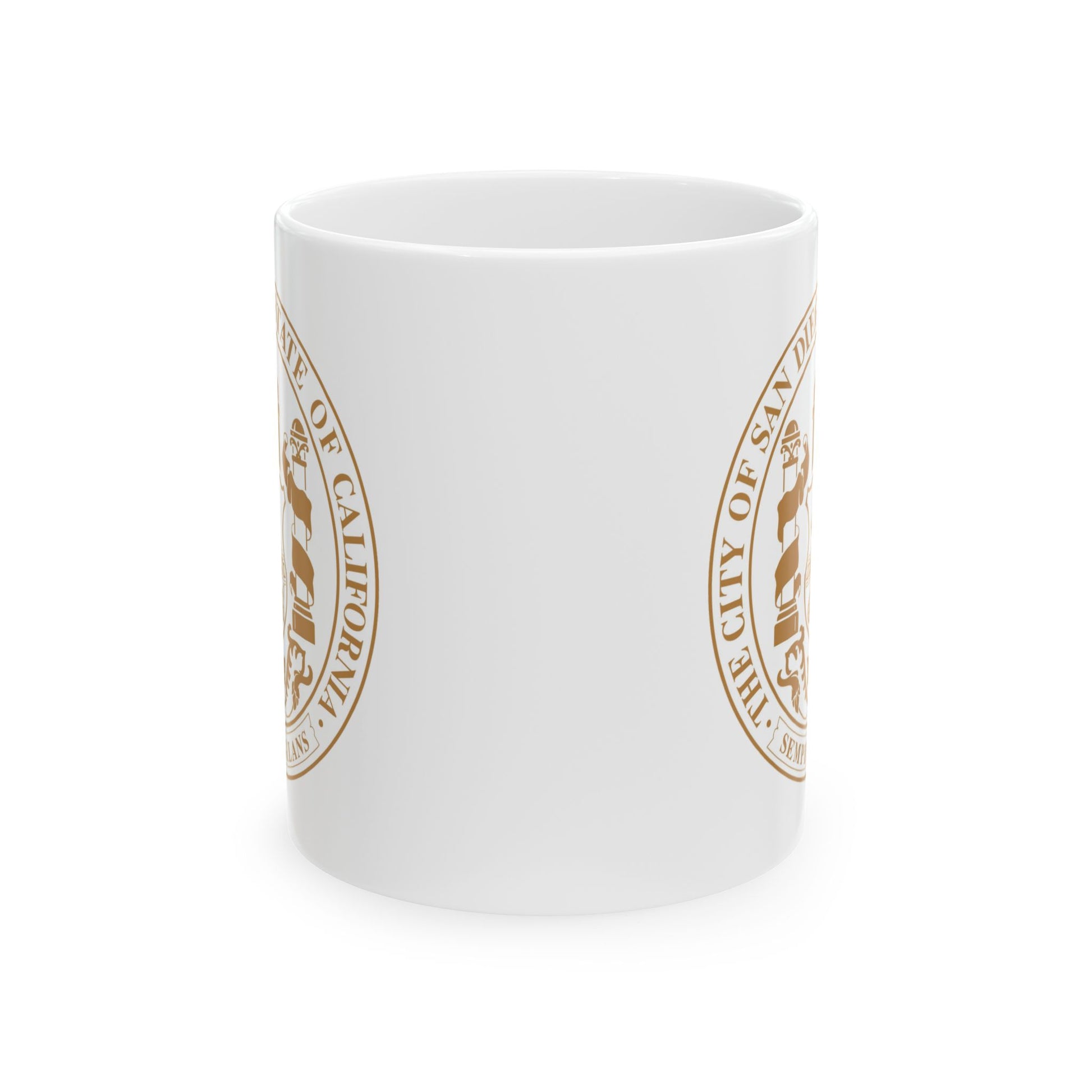 City of San Diego Seal Coffee Mug - Double Sided Print, White Ceramic, 11oz by TheGlassyLass.com