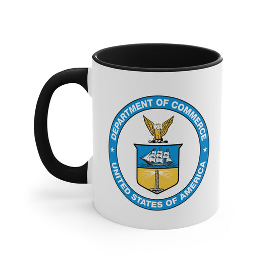 Department of Commerce Coffee Mug - Double Sided Black Accent White Ceramic 11oz by TheGlassyLass.com
