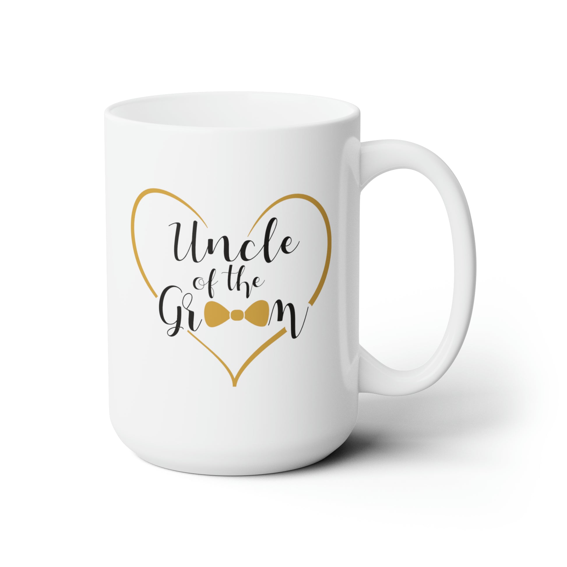 This listing is for a Premium Quality 15oz White Ceramic Coffee Mug with a double sided Uncle of the Groom design