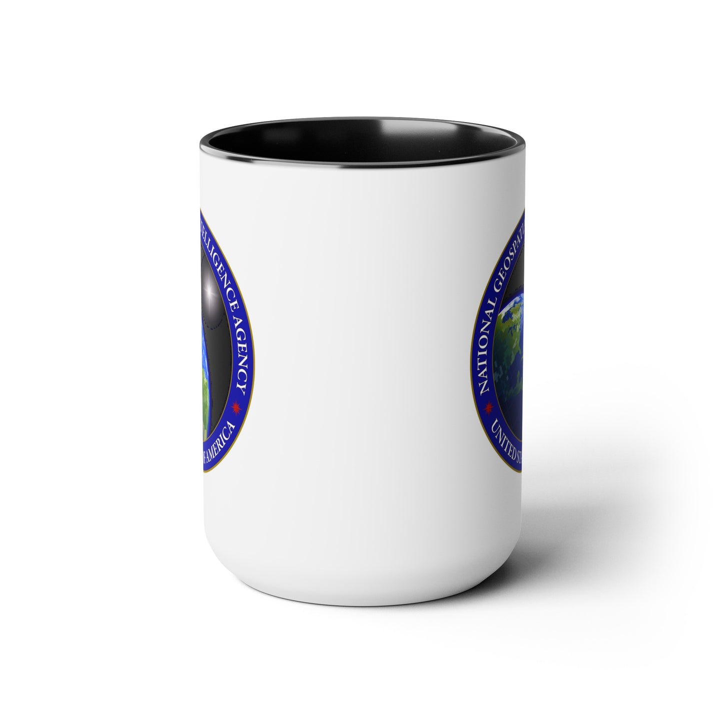 National Geospatial-Intelligence Agency Coffee Mug - Double Sided Black Accent White Ceramic 15oz by TheGlassyLass.com