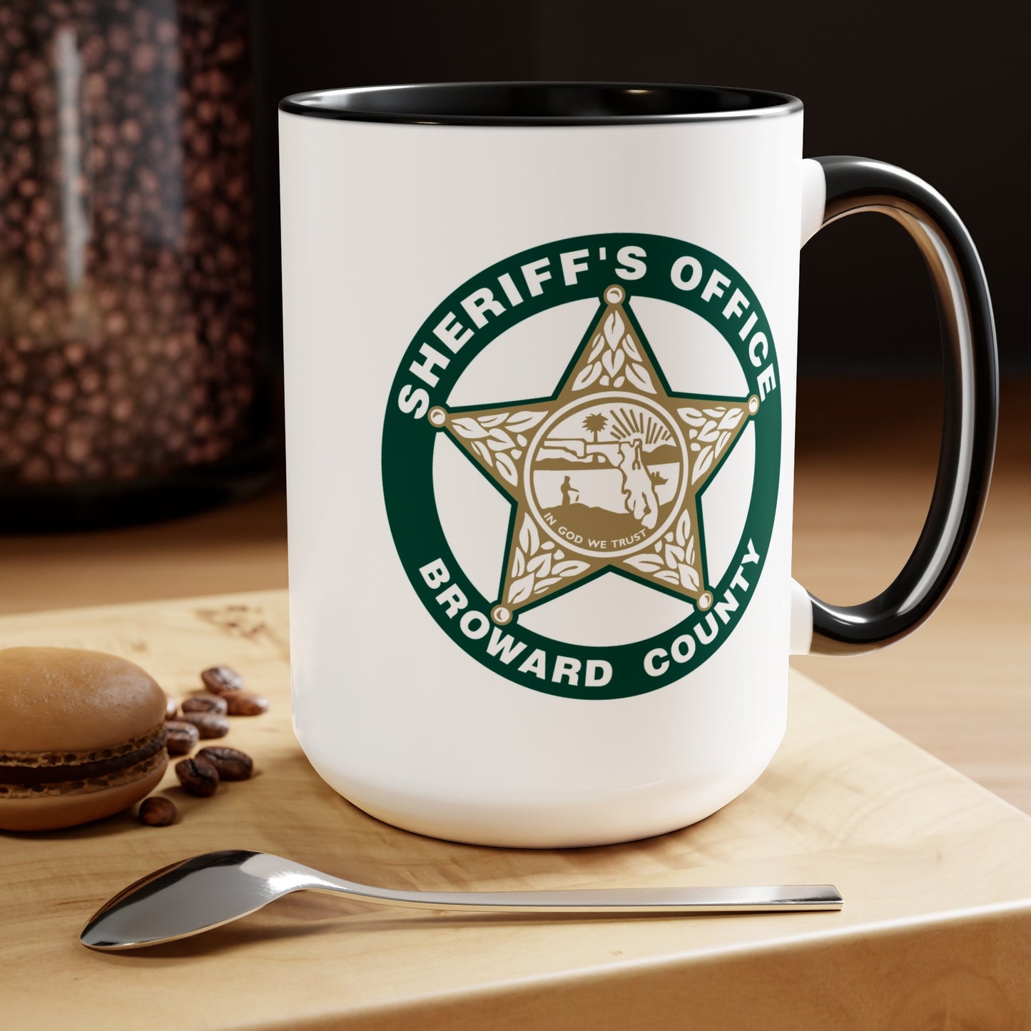 Broward County Sheriff Coffee Mugs - Double Sided Black Accent White Ceramic 15oz by TheGlassyLass.com