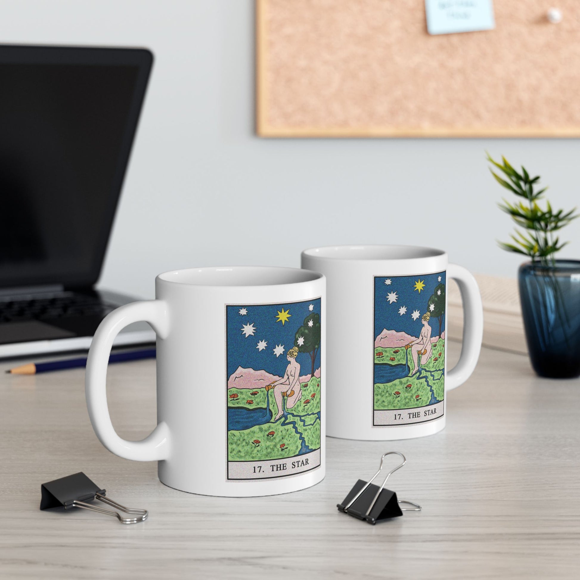 The Star Tarot Card Coffee Mug - Double Sided Print, White Ceramic, 11oz by TheGlassyLass.com
