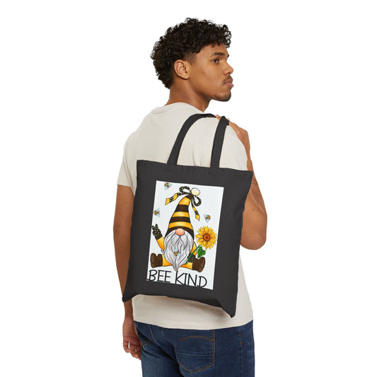 Bee Kind Garden Gnome Tote Bag - Heavyweight 100% Cotton Canvas by TheGlassyLass.com