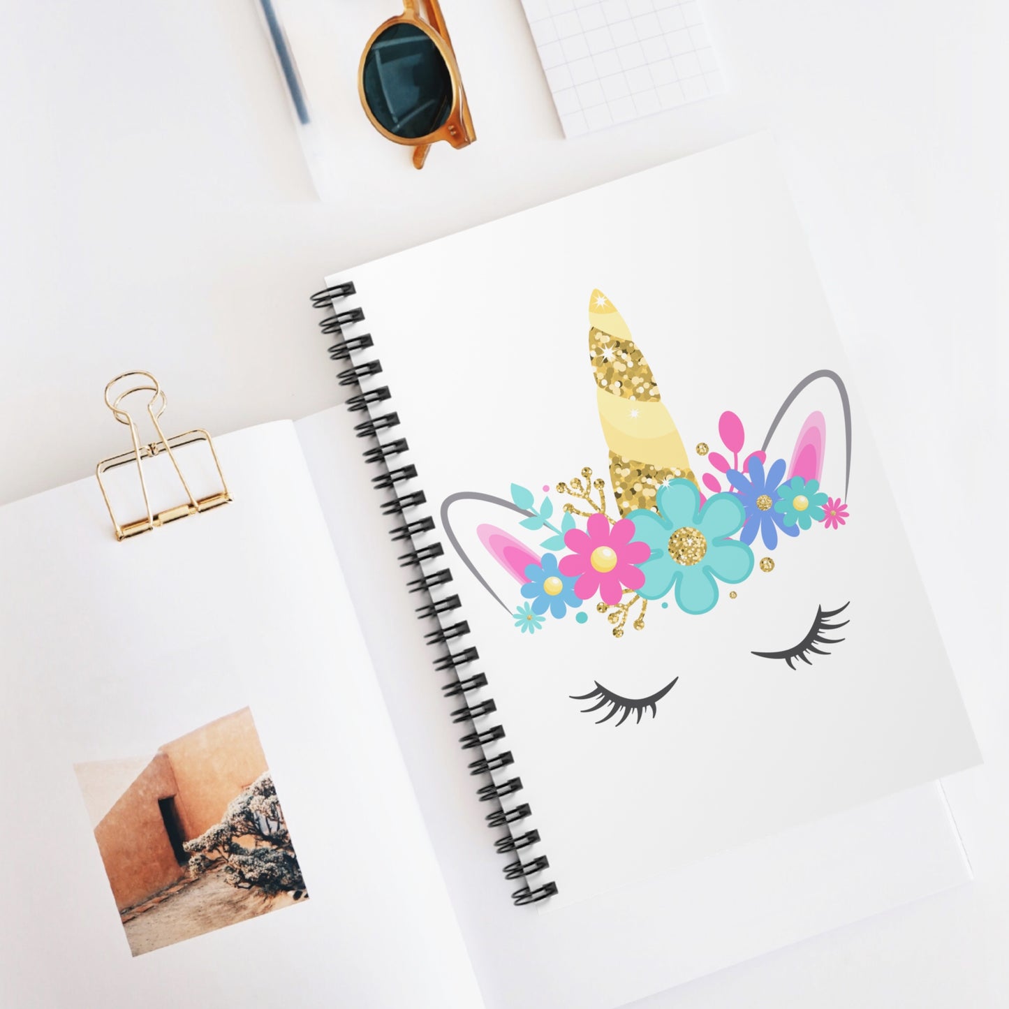 Mythical Unicorn Face: Spiral Notebook - Log Books - Journals - Diaries - and More Custom Printed by TheGlassyLass.com