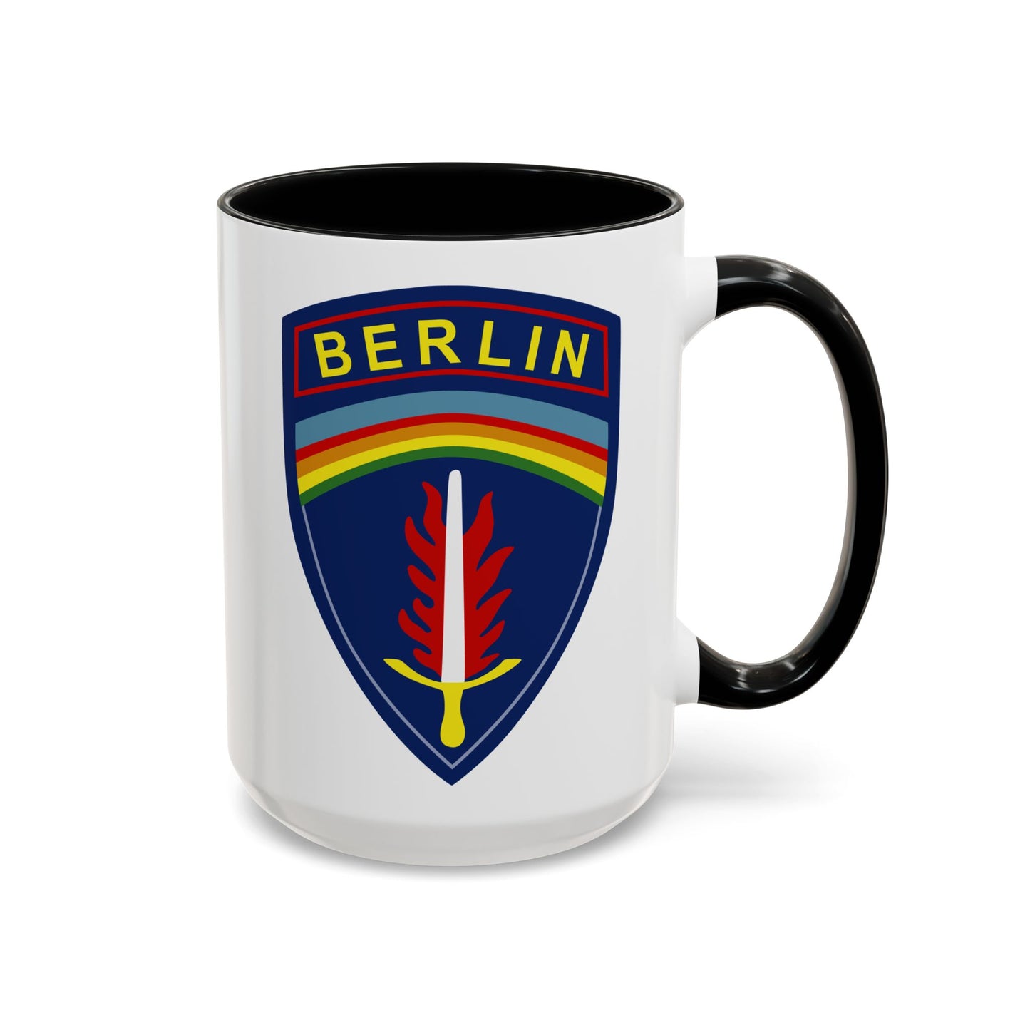 US Army Berlin Brigade Insignia - Double Sided Black Accent White Ceramic Coffee Mug 15oz by TheGlassyLass.com