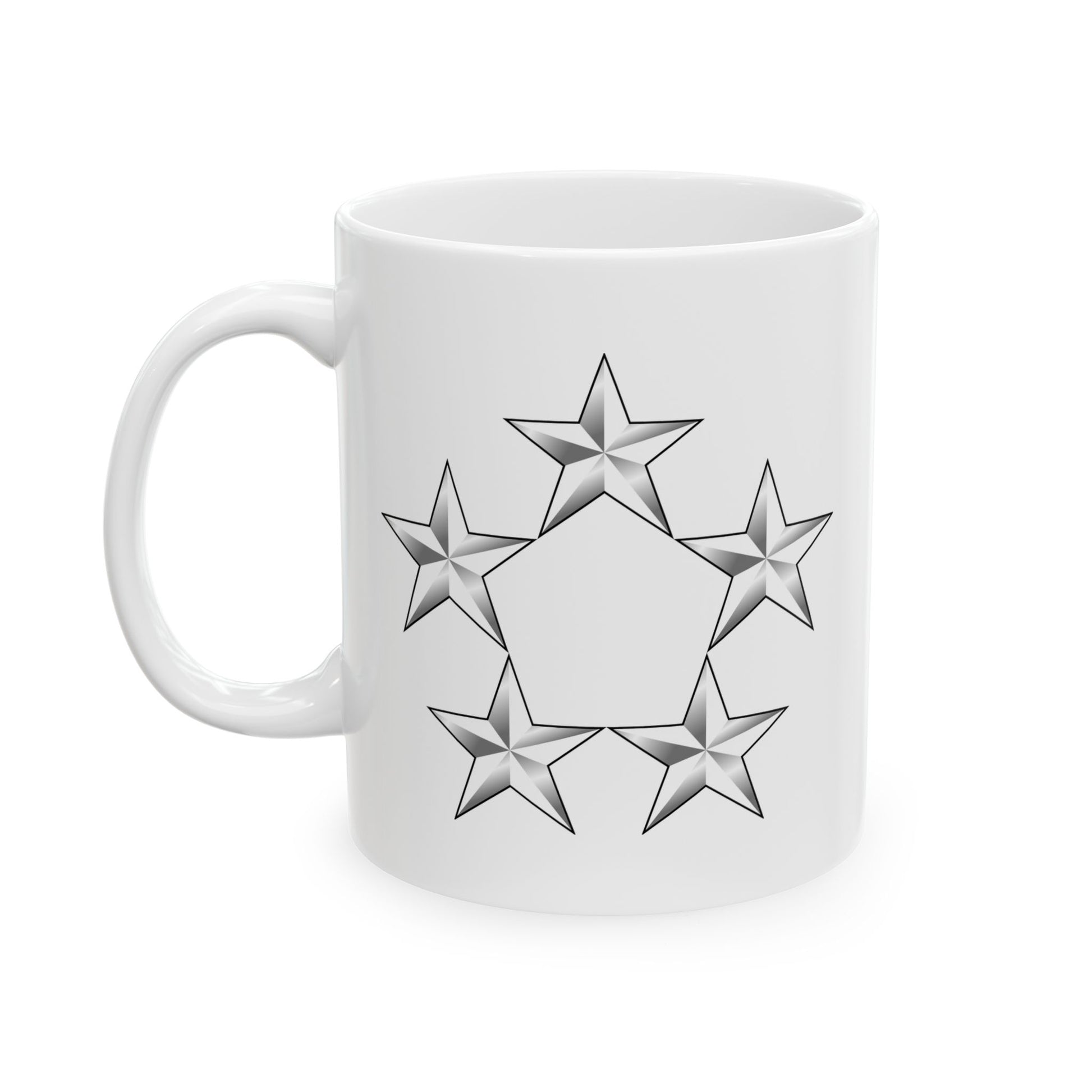 5 Star General Rank Insignia Coffee Mug - Double Sided White Ceramic 11oz by TheGlassyLass.com