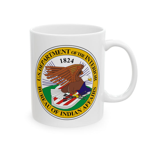 Bureau of Indian Affairs Seal Coffee Mug - Double Sided Print, White Ceramic, 11oz by TheGlassyLass.com