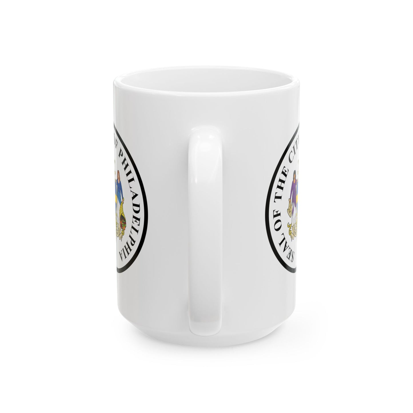 City of Philadelphia Seal Coffee Mug - Double Sided Print, White Ceramic, 15oz by TheGlassyLass.com