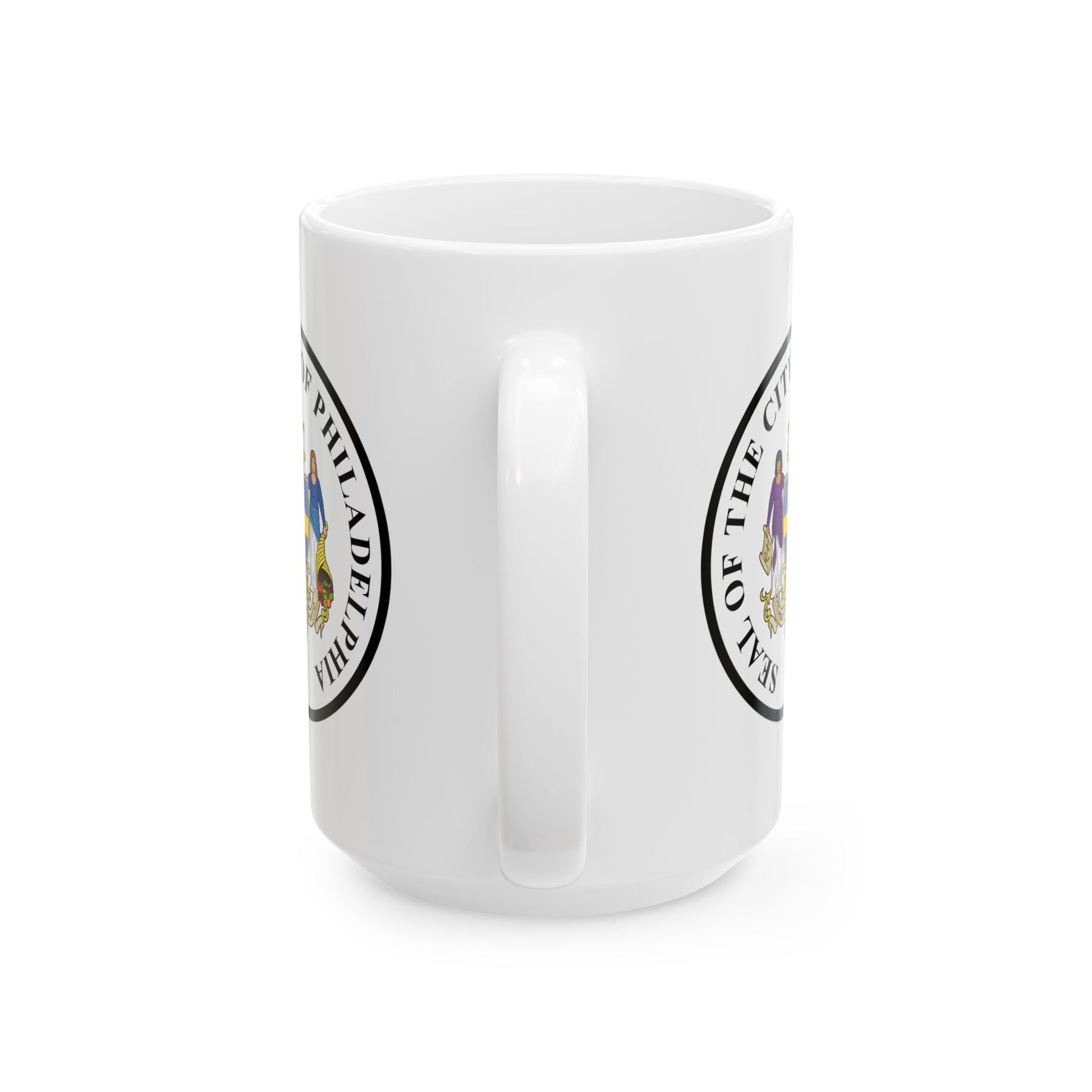 City of Philadelphia Seal Coffee Mug - Double Sided Print, White Ceramic, 15oz by TheGlassyLass.com