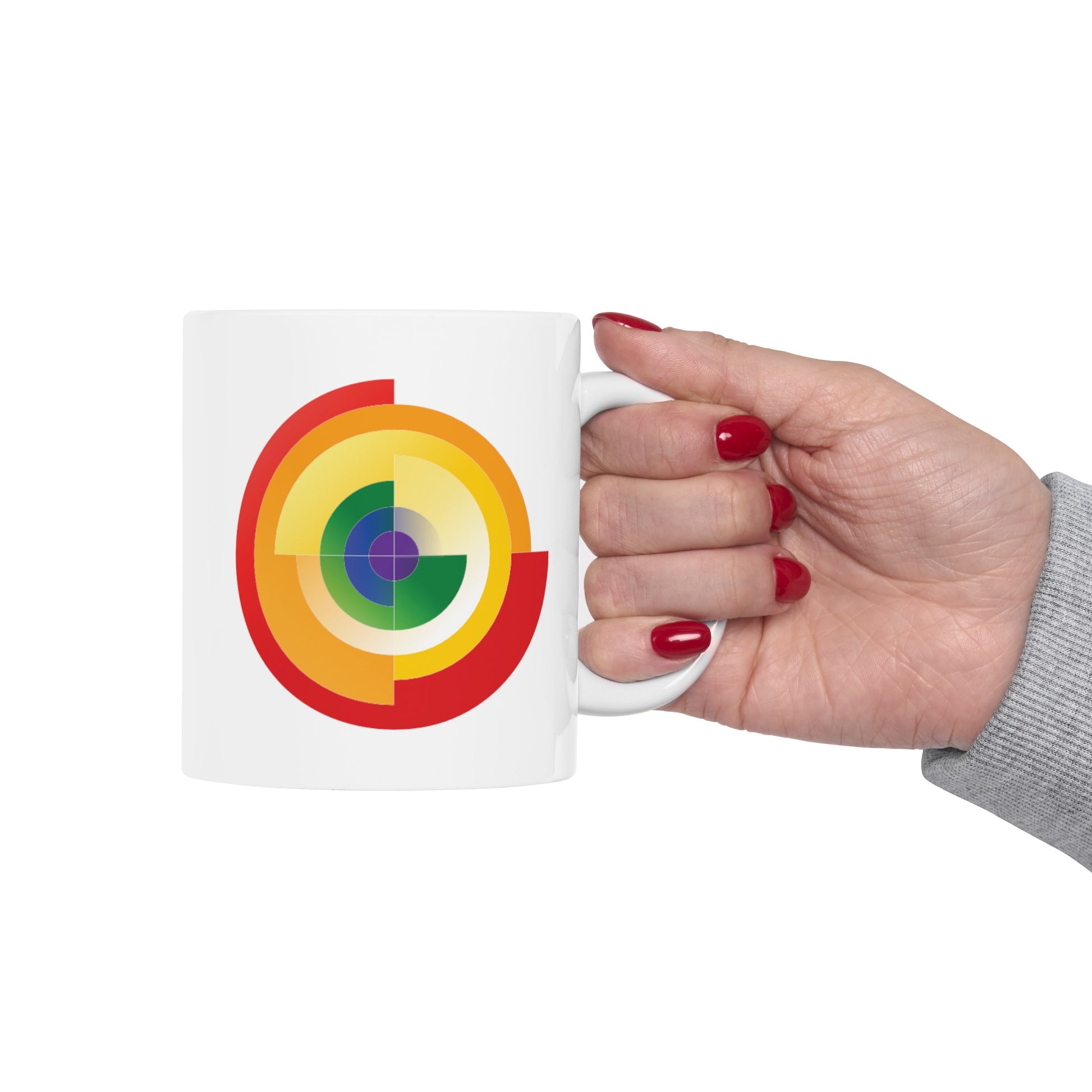 Rainbow Pride Flag Coffee Mug - Double Sided White Ceramic 11oz by TheGlassyLass.com