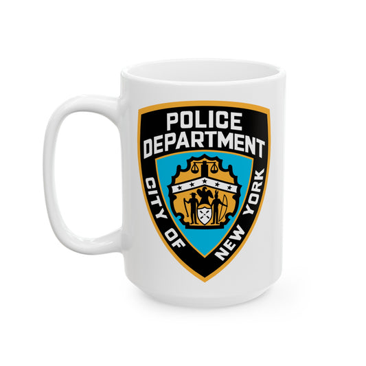 NYPD Logo Coffee Mug - Double Sided White Ceramic 15oz by TheGlassyLass.com