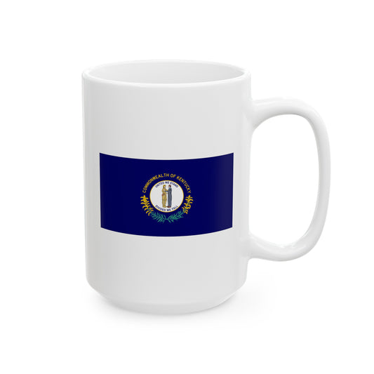 Commonwealth of Kentucky State Flag - Double Sided White Ceramic Coffee Mug 15oz by TheGlassyLass.com