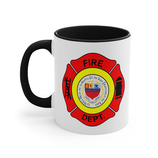 Santa Fe Fire Department Coffee Mug - Double Sided Black Accent White Ceramic 11oz by TheGlassyLass.com