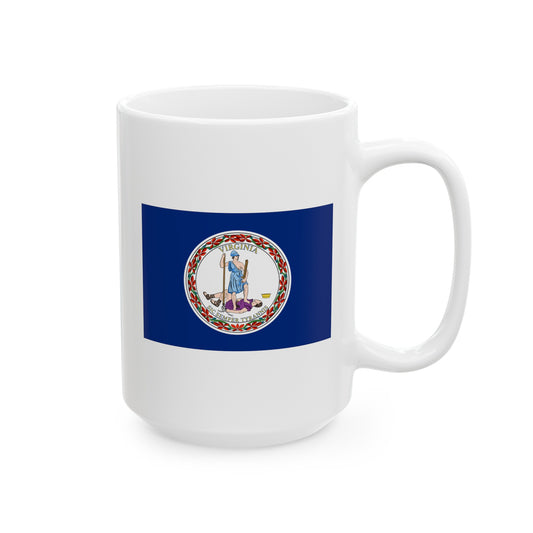 Commonwealth of Virginia State Flag - Double Sided White Ceramic Coffee Mug 15oz by TheGlassyLass.com