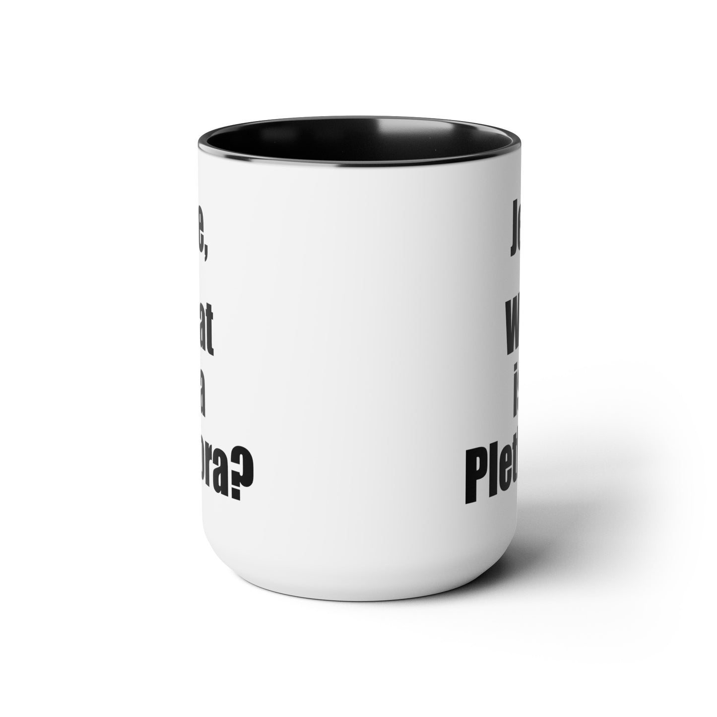What is a Plethora Coffee Mug - Double Sided Black Accent White Ceramic 15oz by TheGlassyLass.com